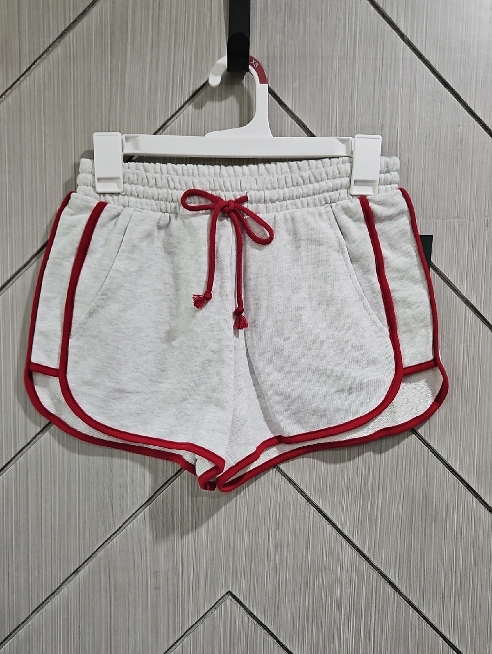 wild fable Light Gray Athletic Shorts with Red Trim